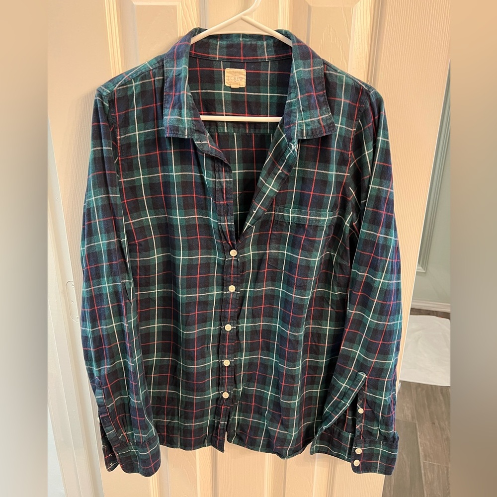 J. Crew Plaid Long Sleeve Flannel Large